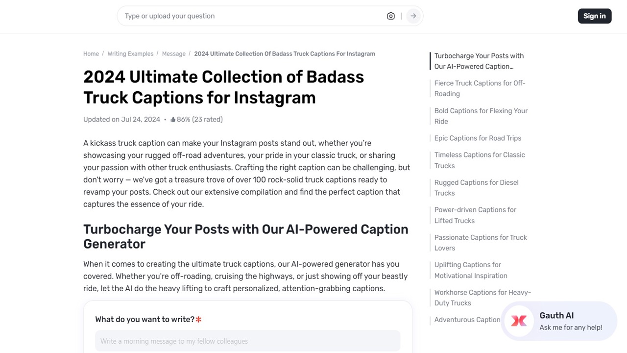 How Gauth Can Help Write Badass Truck Instagram Captions